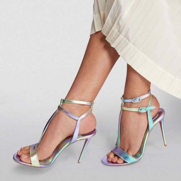 Christian Louboutin 100mm Mara Meatllic Leather Sandals size 37 - Picture 14 of 14